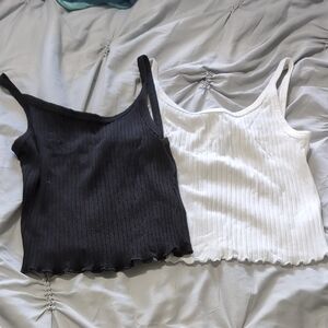 Old Navy Ribbed Black and White Tank Tops